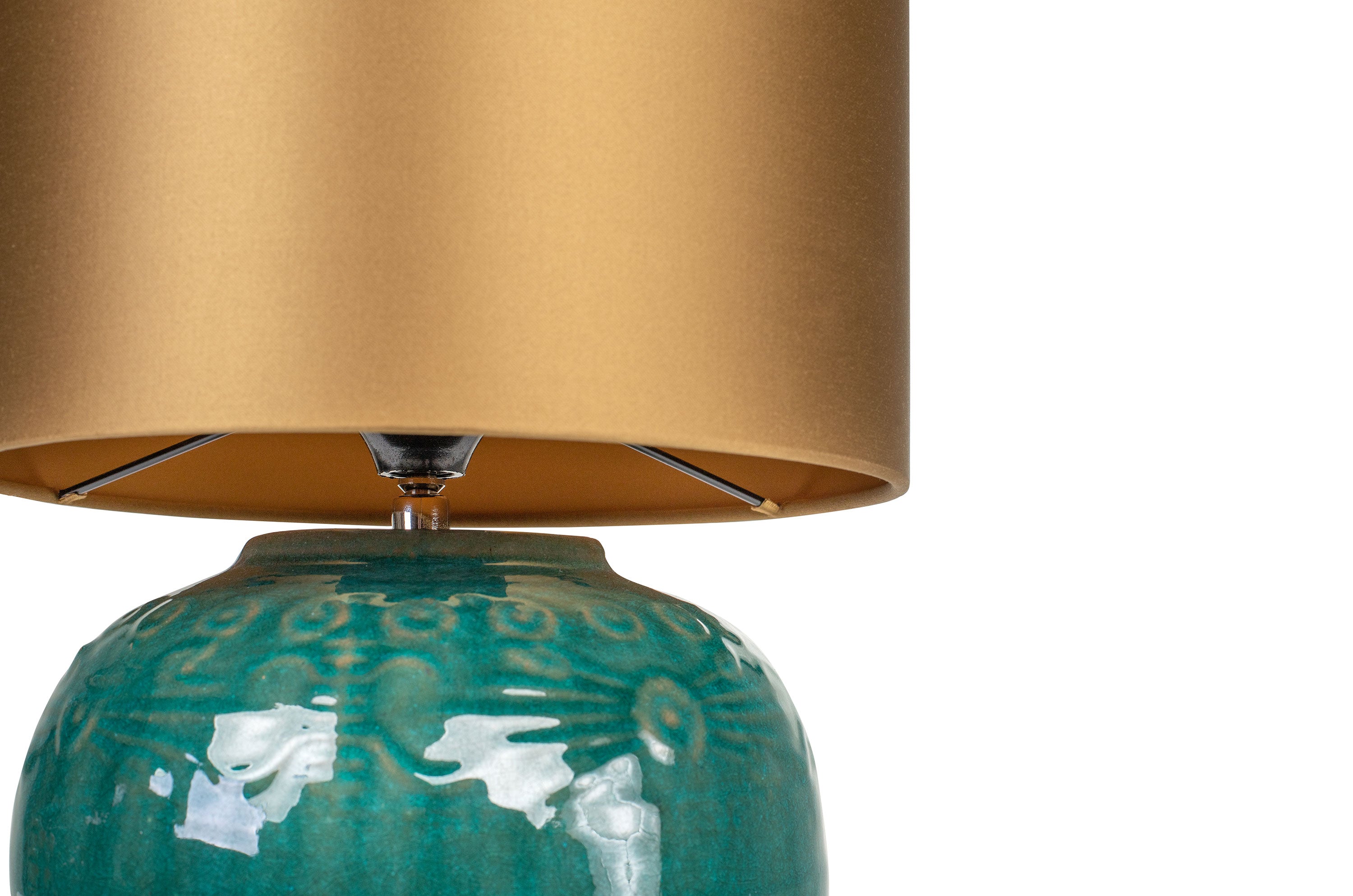 GINGER JAR LAMP GOLD SHADE