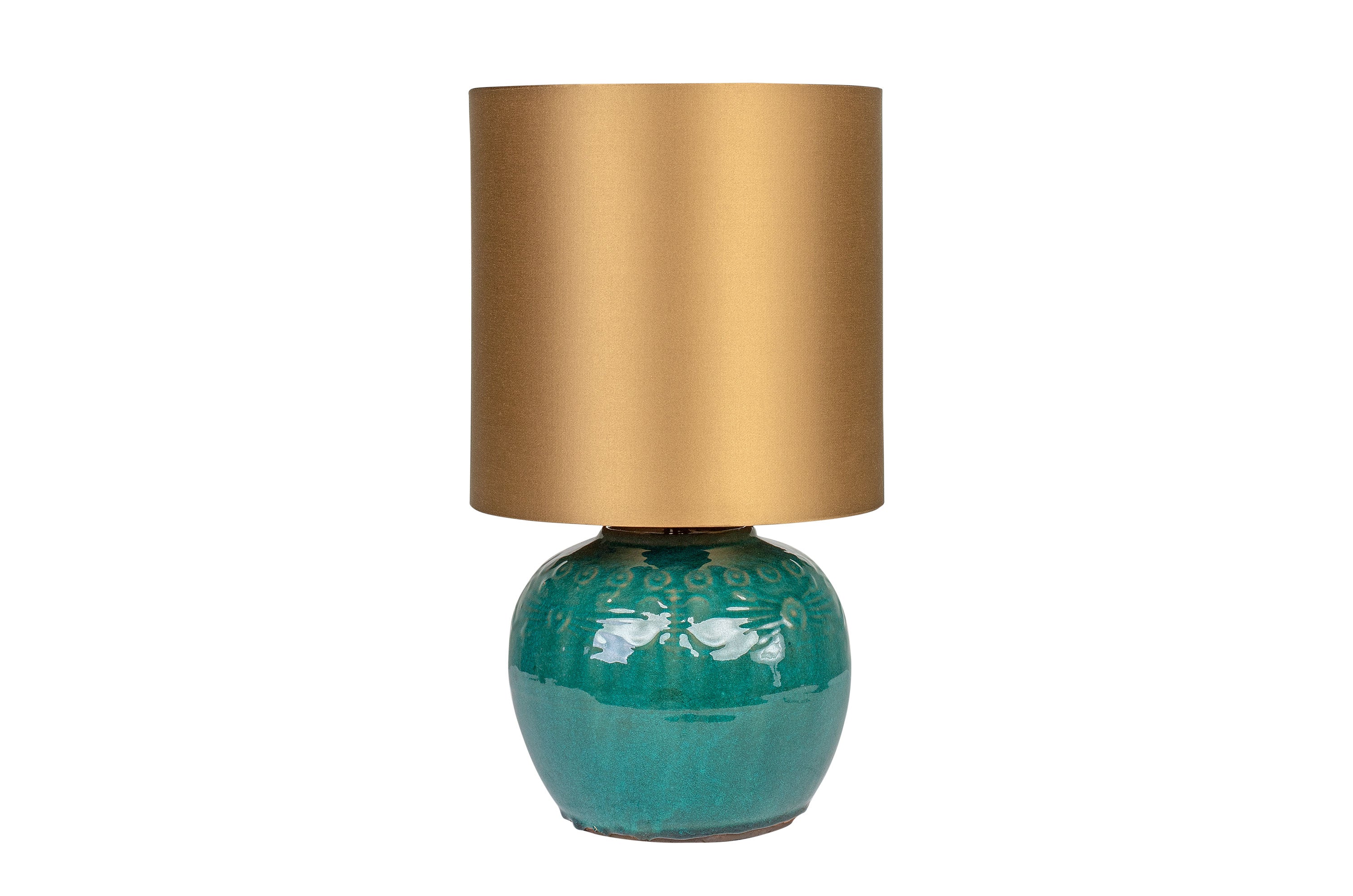GINGER JAR LAMP GOLD SHADE