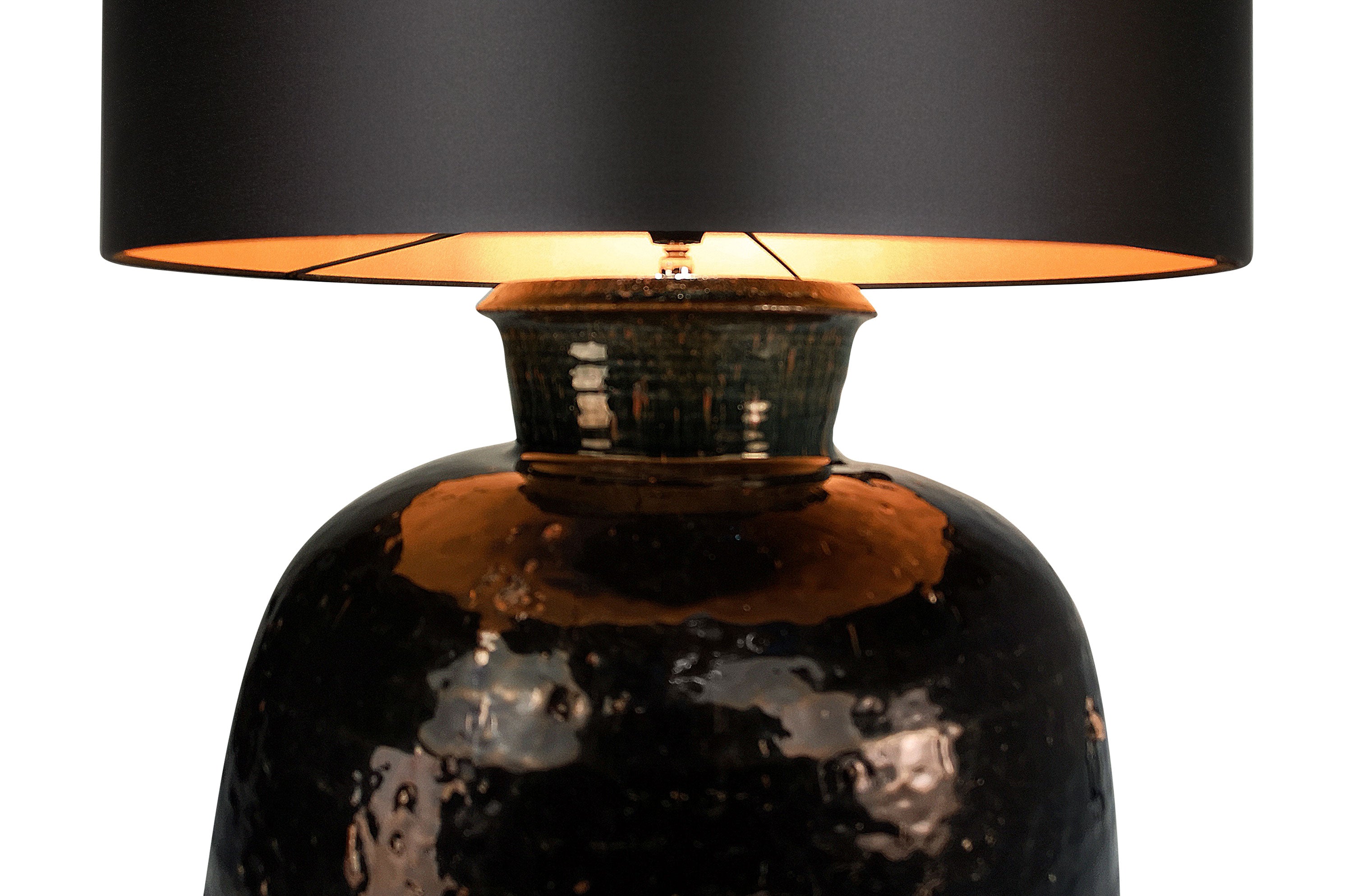 ANTIQUE URN LAMP BLACK SHADE