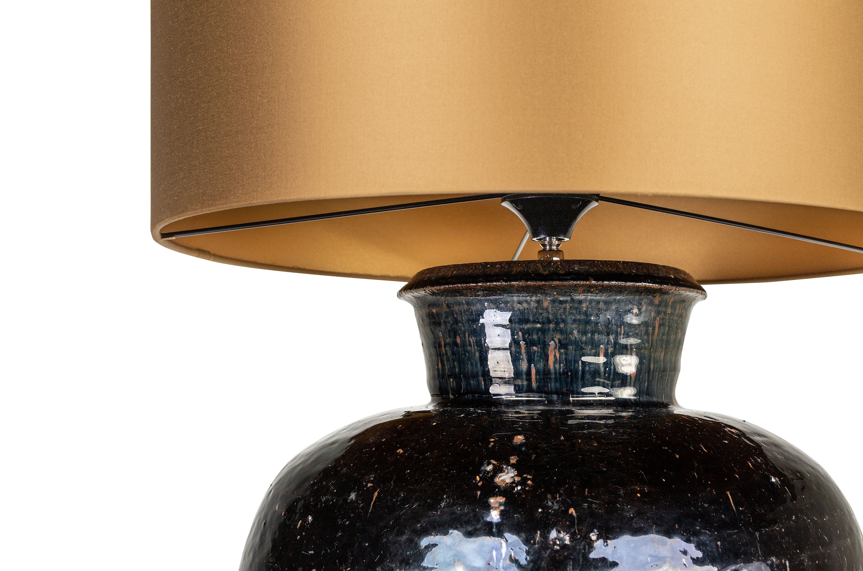 ANTIQUE URN LAMP GOLD SHADE