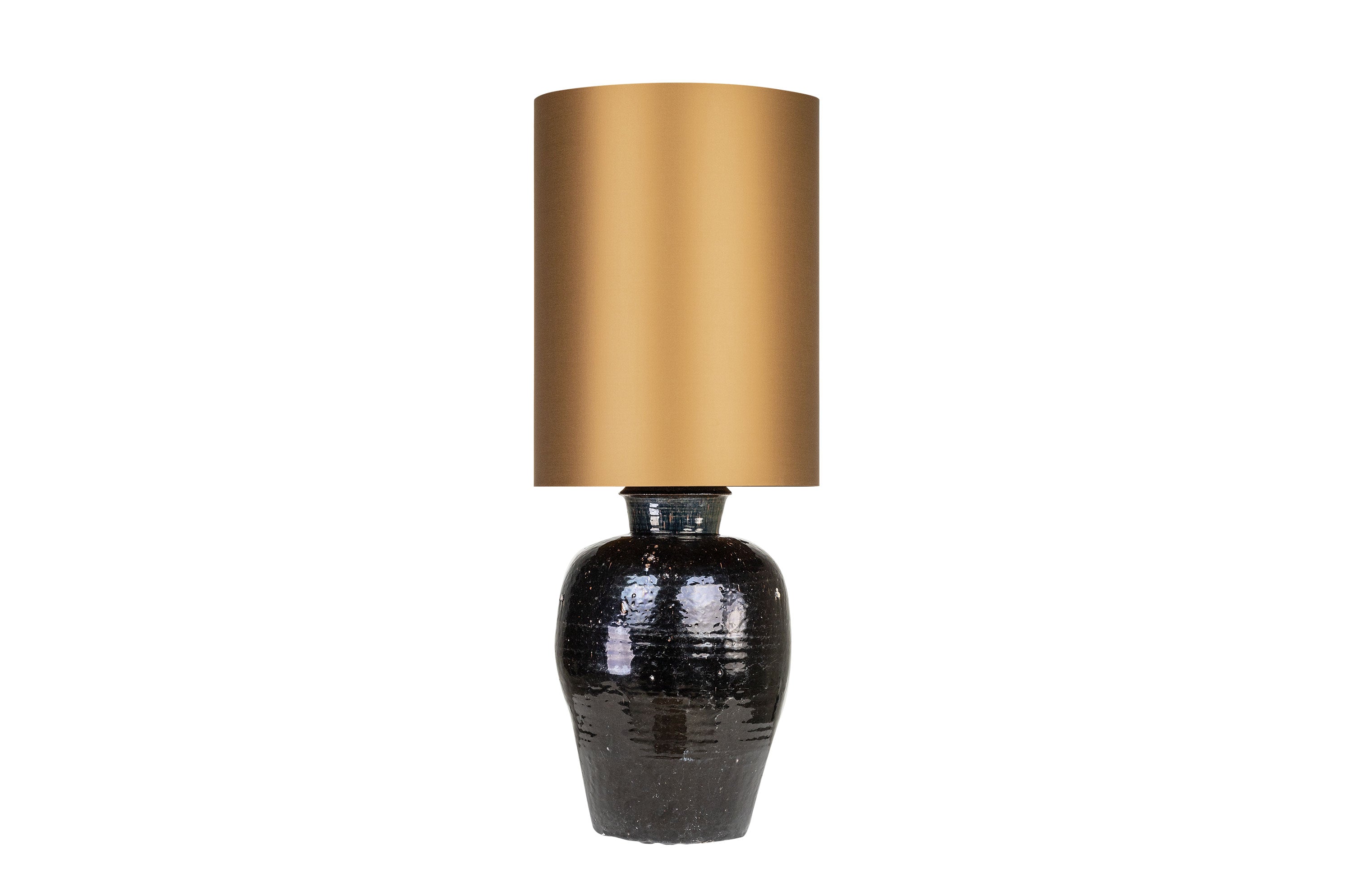 ANTIQUE URN LAMP GOLD SHADE