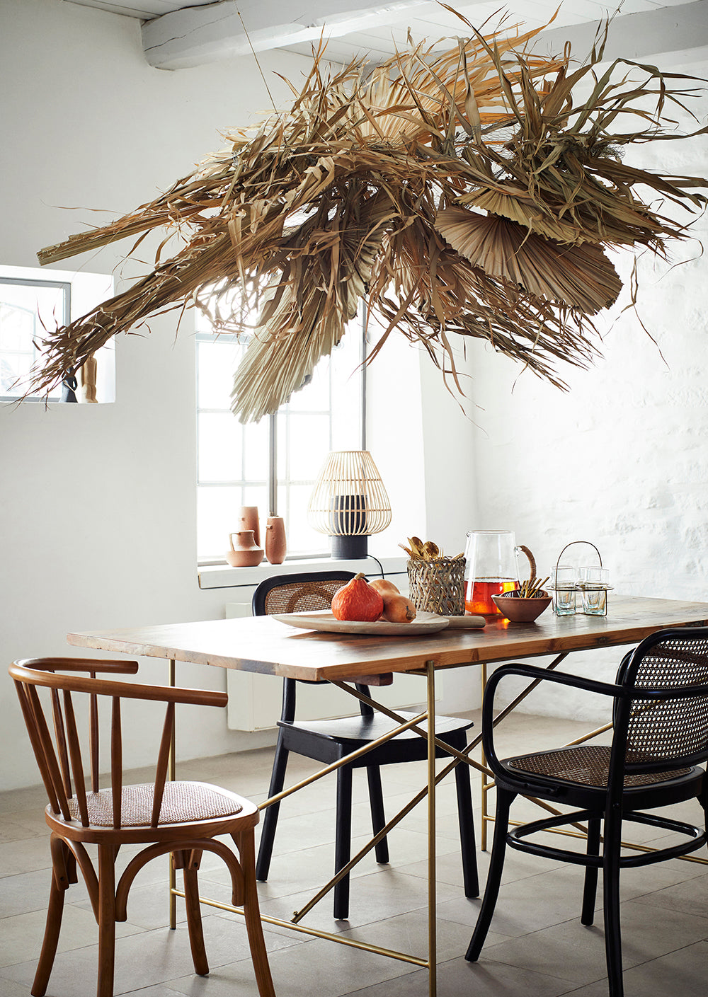WOODEN CHAIR WITH RATTAN