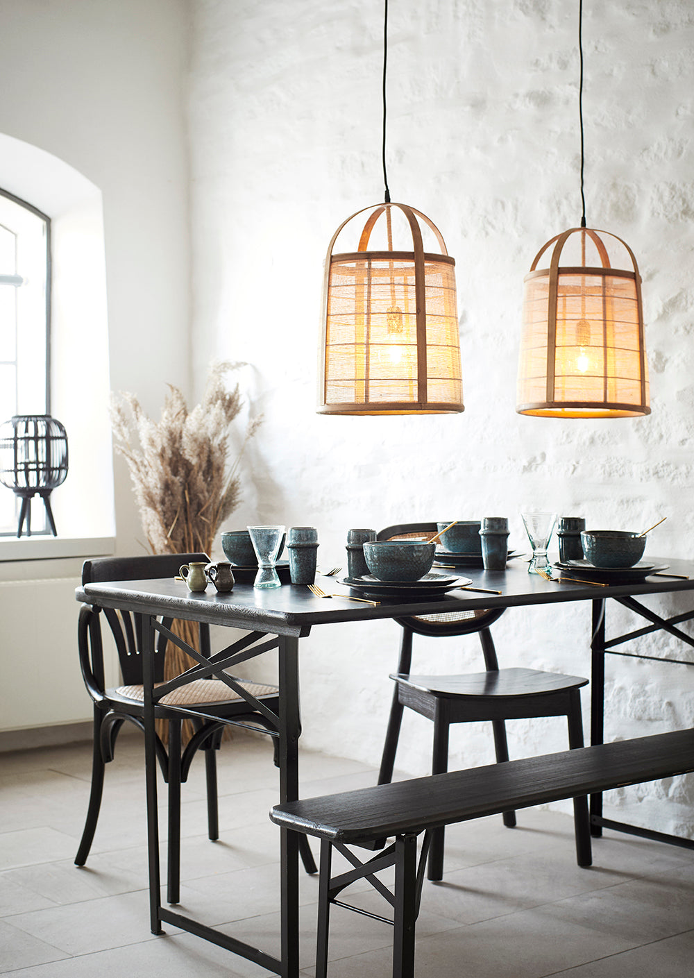 WOODEN CHAIR WITH RATTAN